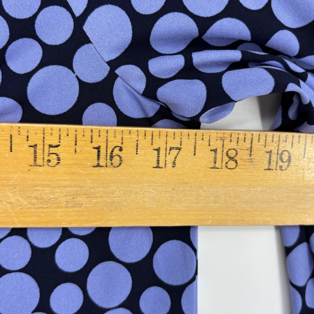 Susan Graver Womens XXS Pullover Knit Top Navy Blue Periwinkle Dot Print Long Sl - Picture 8 of 9